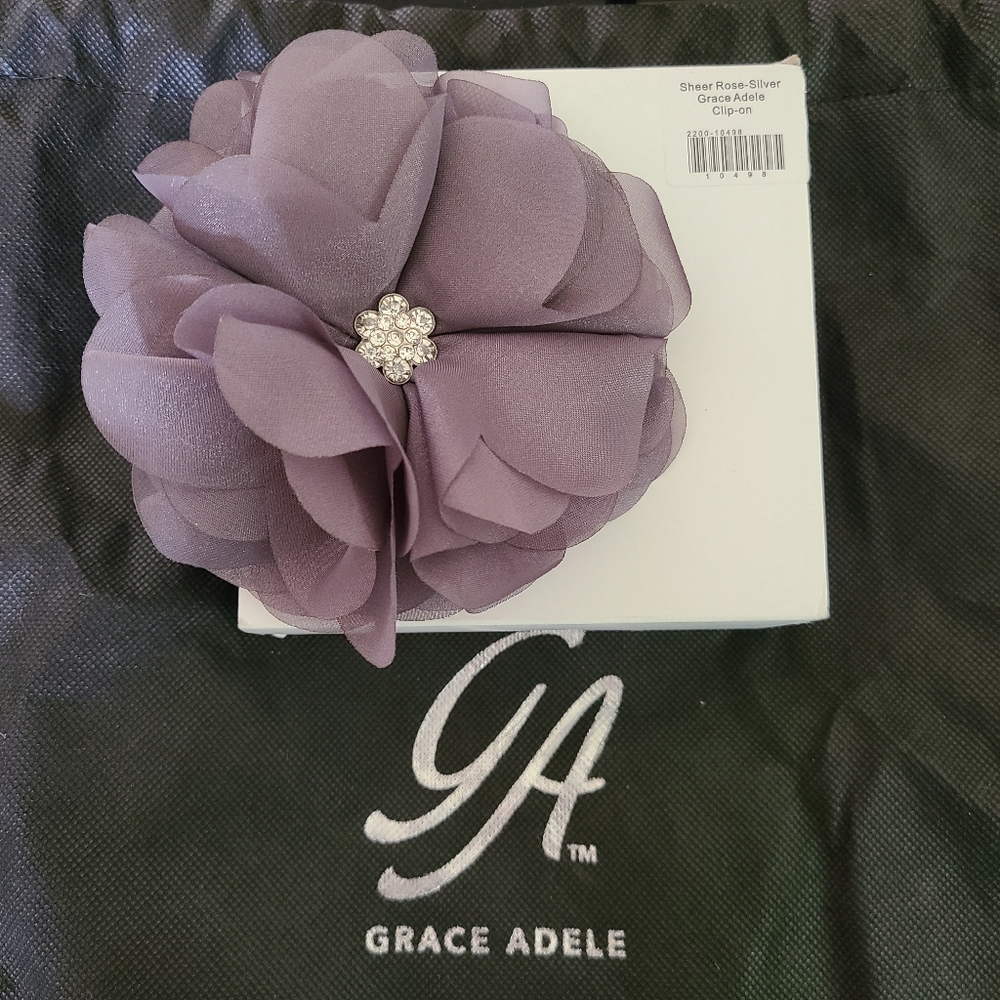 Grace Adele silver gray Sheer Rose clip on